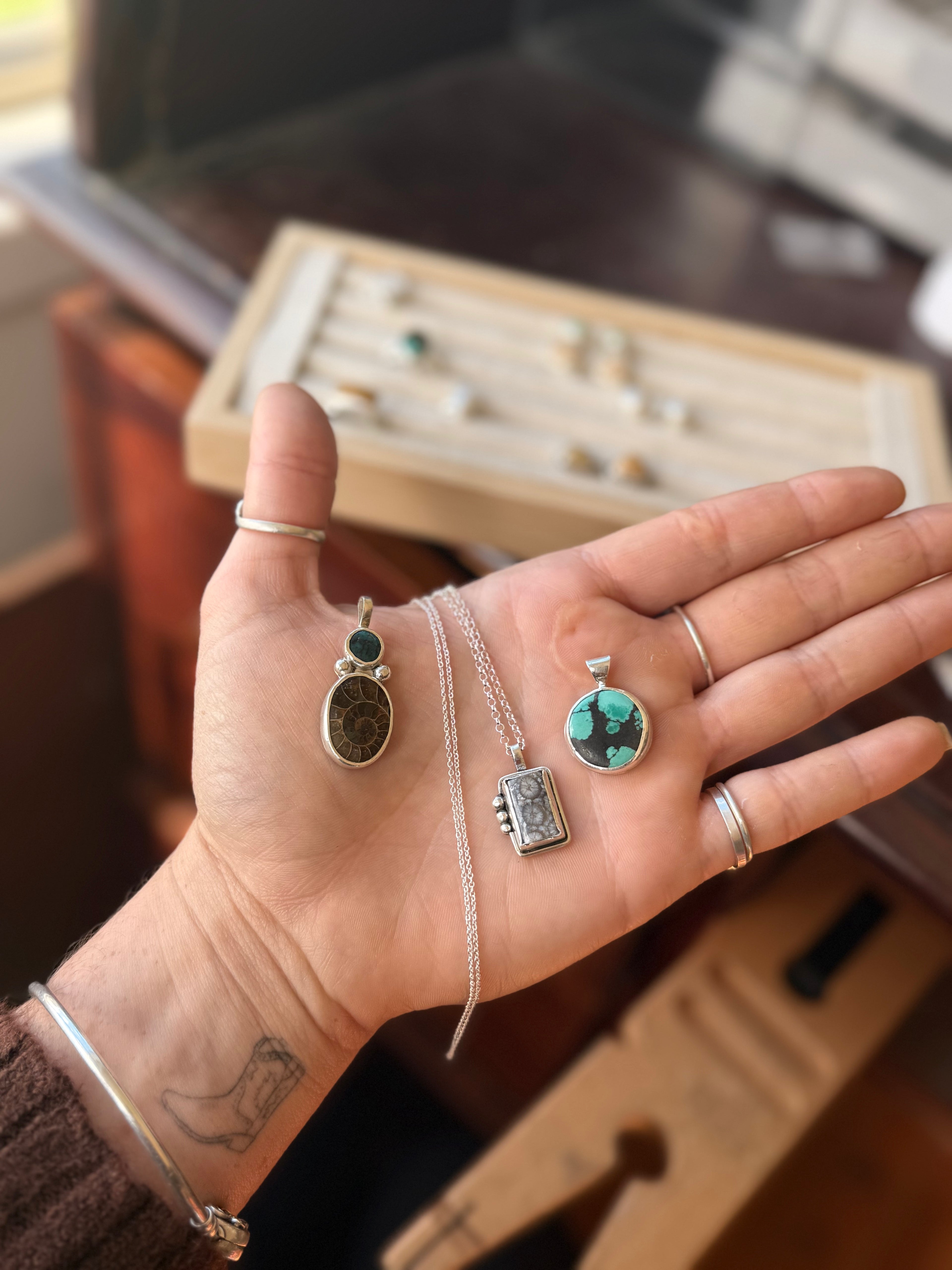 Turquoise x Ammonite Stack Pendant