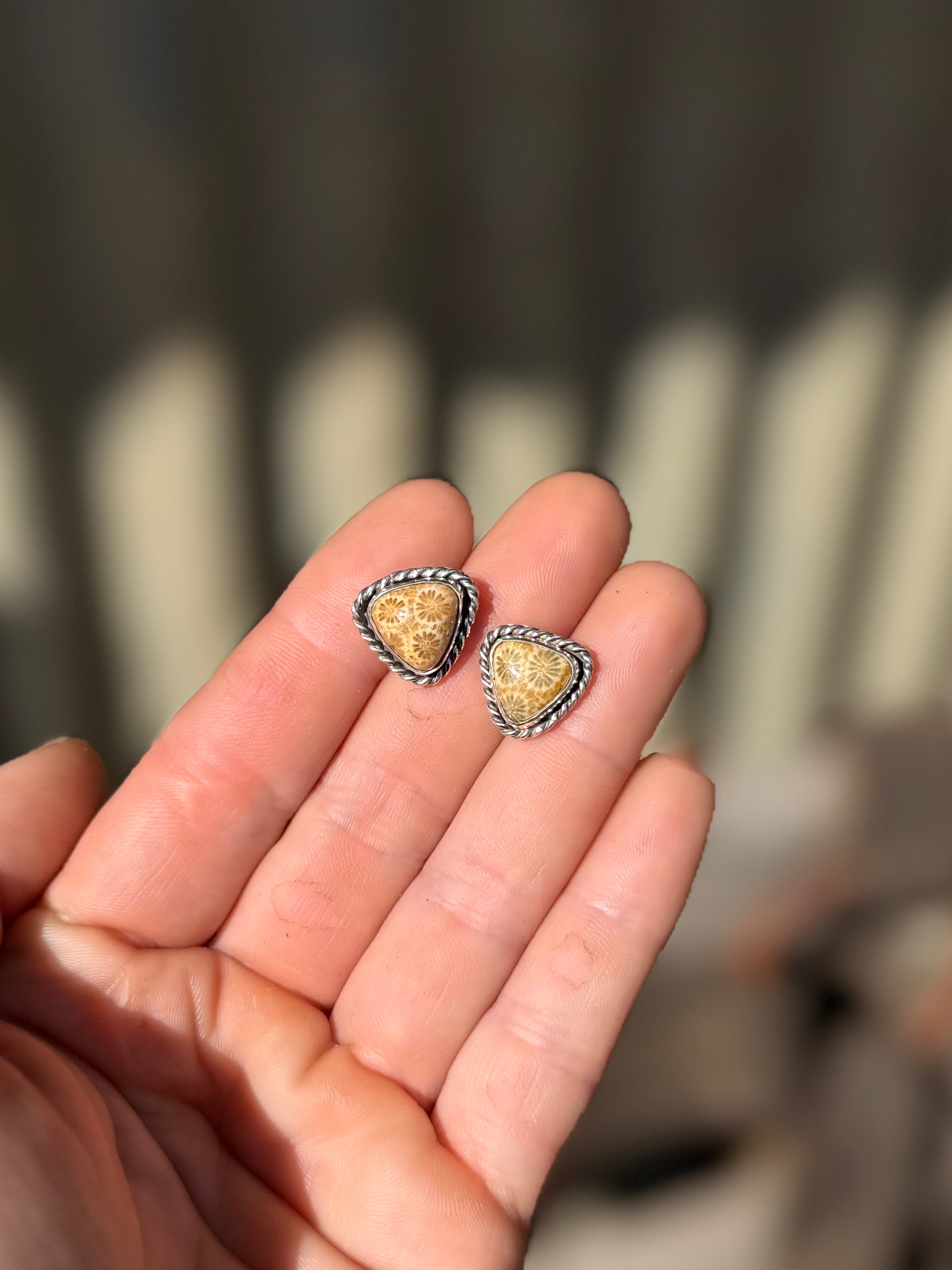 Twisted Fossilised Coral Studs