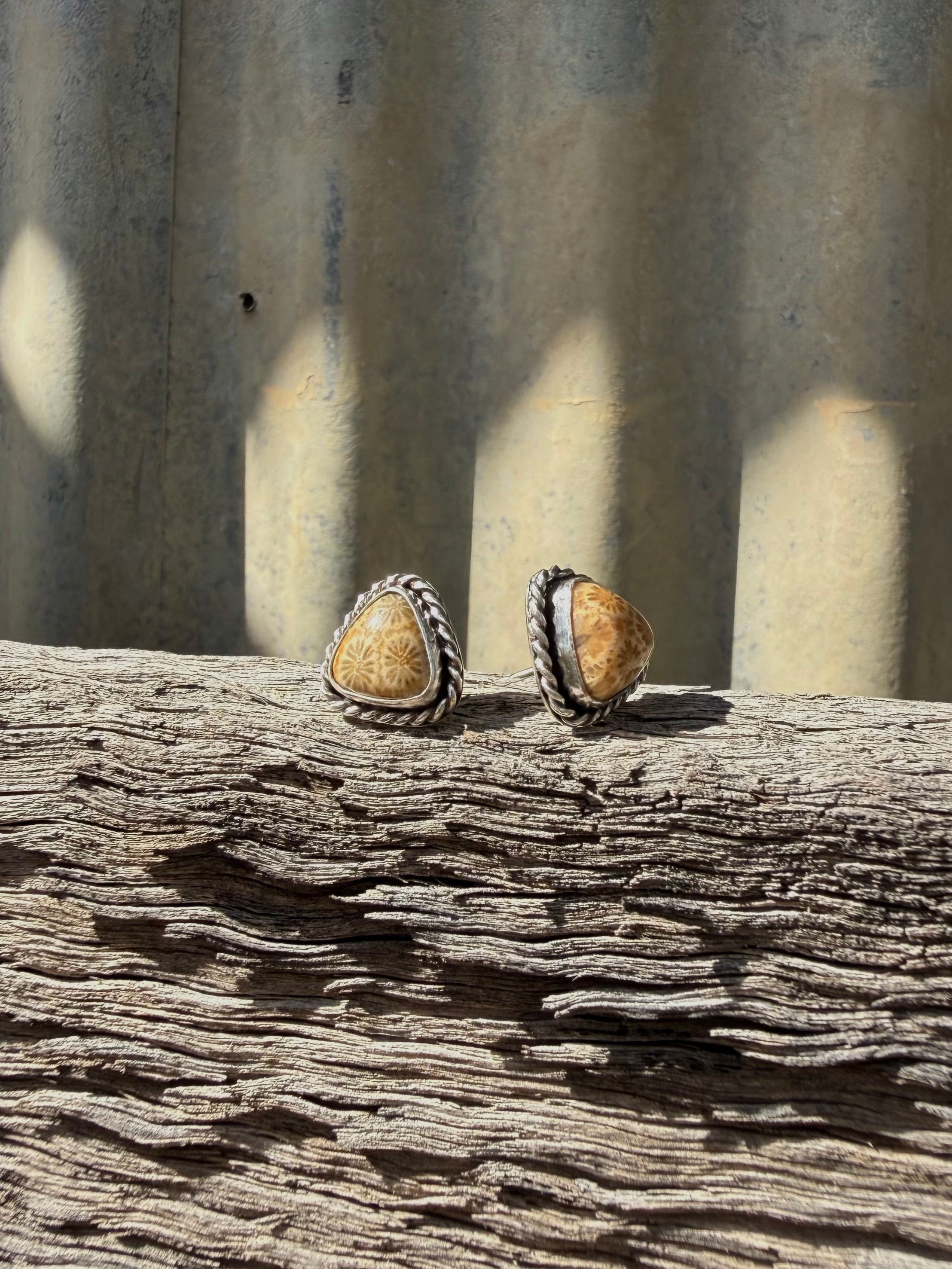Twisted Fossilised Coral Studs