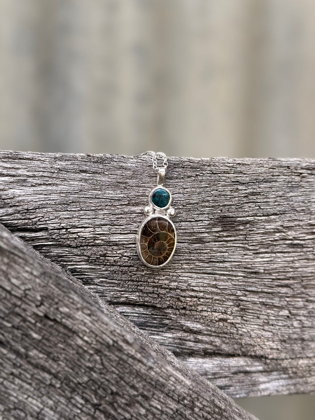 Turquoise x Ammonite Stack Pendant